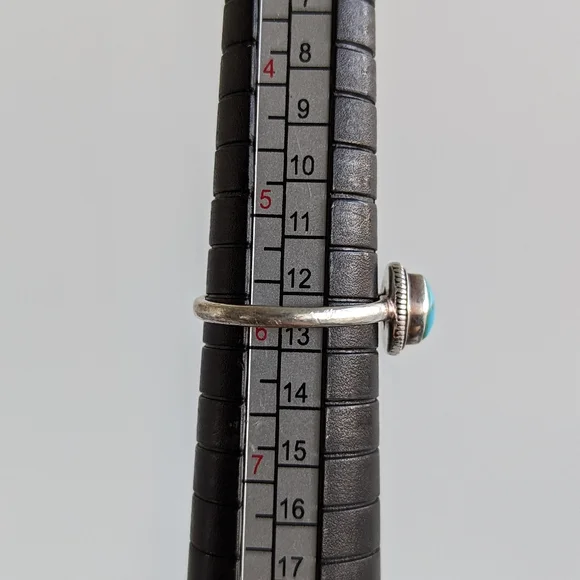 Silver and turquoise ring Size 5.74 Signed R&G - Picture 10 of 10